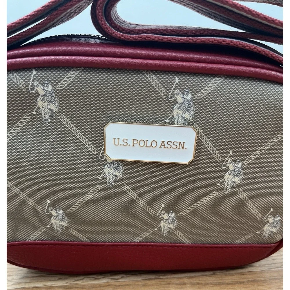US Polo Assn. Crossbody Purse Bag Dark Red, Thick Adjustable Strap NEW